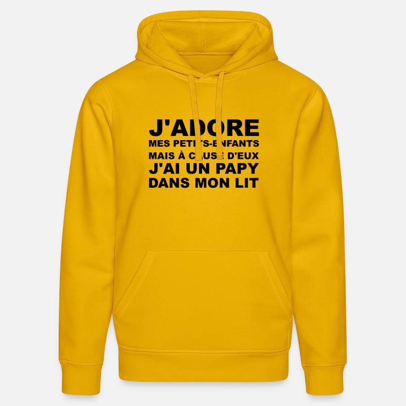 Papy dans mon lit - Sweat à capuche bio DRUMMER Stanley/Stella Unisexe - jaune spectre