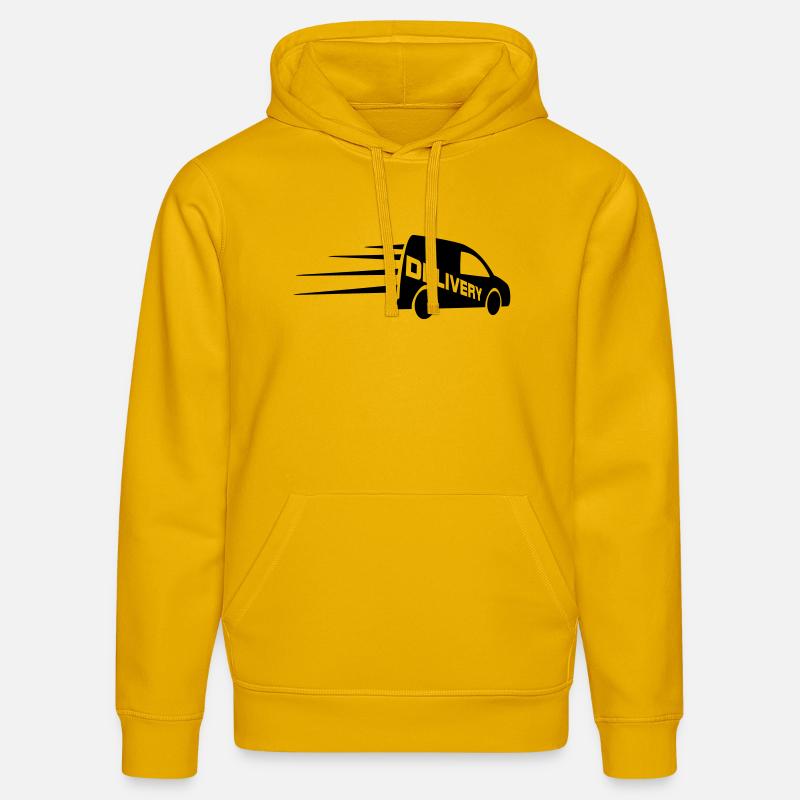 Logo de fourgonnette avec texte découpé - Sweat à capuche bio DRUMMER Stanley/Stella Unisexe - jaune spectre