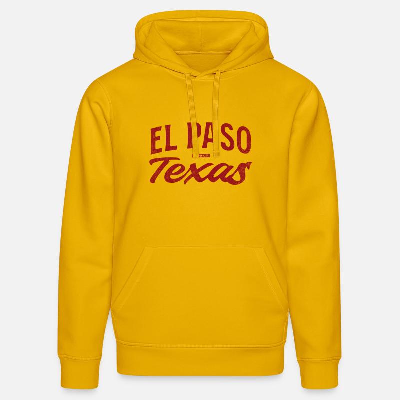 El Paso Texas Retro Script - Stanley/Stella Unisex Bio-Hoodie DRUMMER  - Spektralgelb