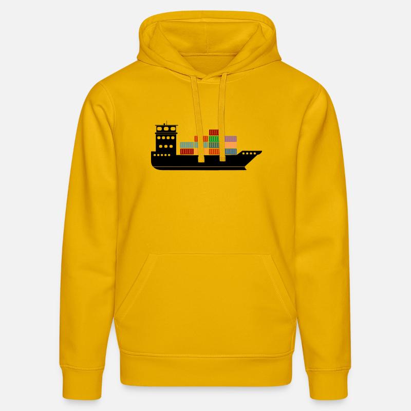 Seecontainerschiff oder Boot mit Containern - Stanley/Stella Unisex Bio-Hoodie DRUMMER  - Spektralgelb