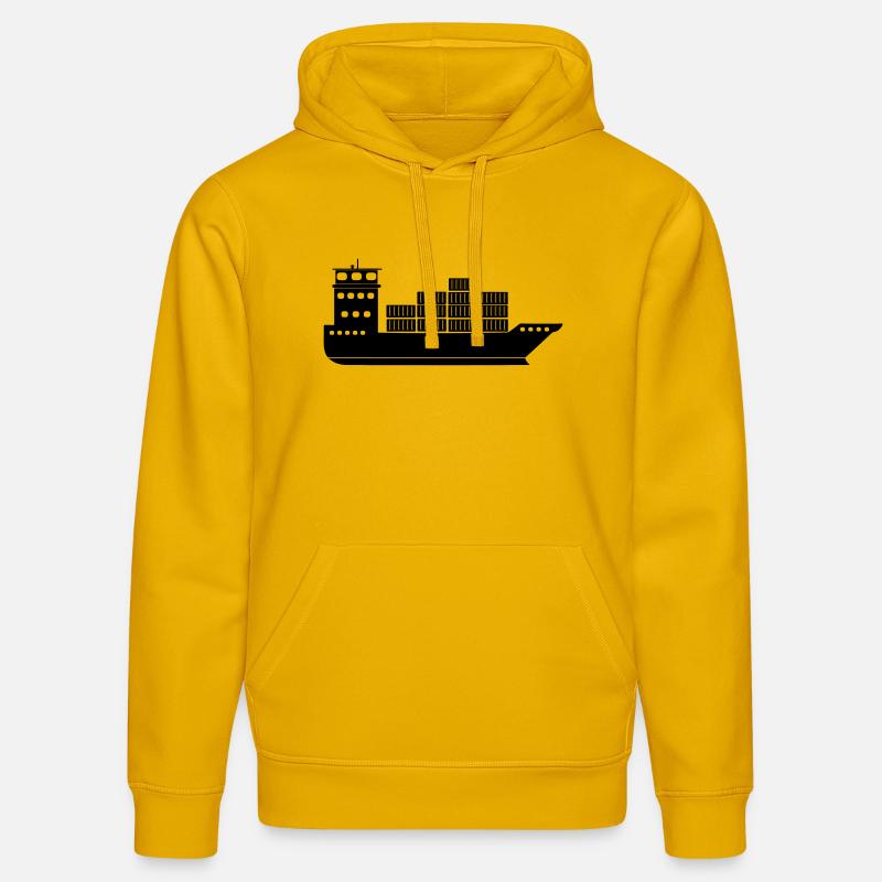 Seecontainerschiff oder Boot mit Containern - Stanley/Stella Unisex Bio-Hoodie DRUMMER  - Spektralgelb