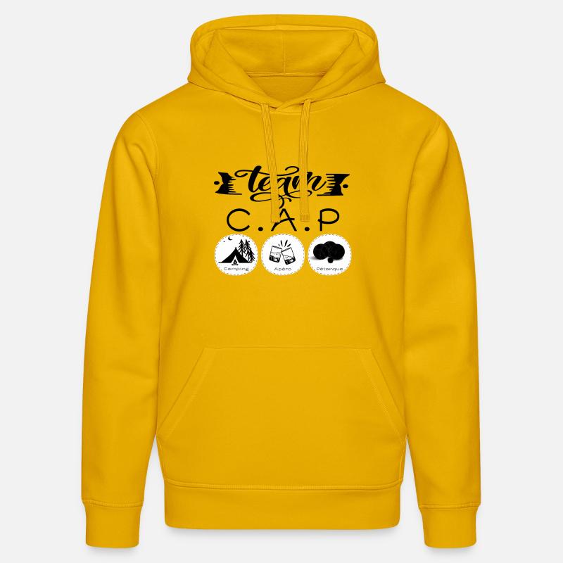 Team CAP Camping Aperitif Petanque - Stanley/Stella Unisex Bio-Hoodie DRUMMER  - Spektralgelb