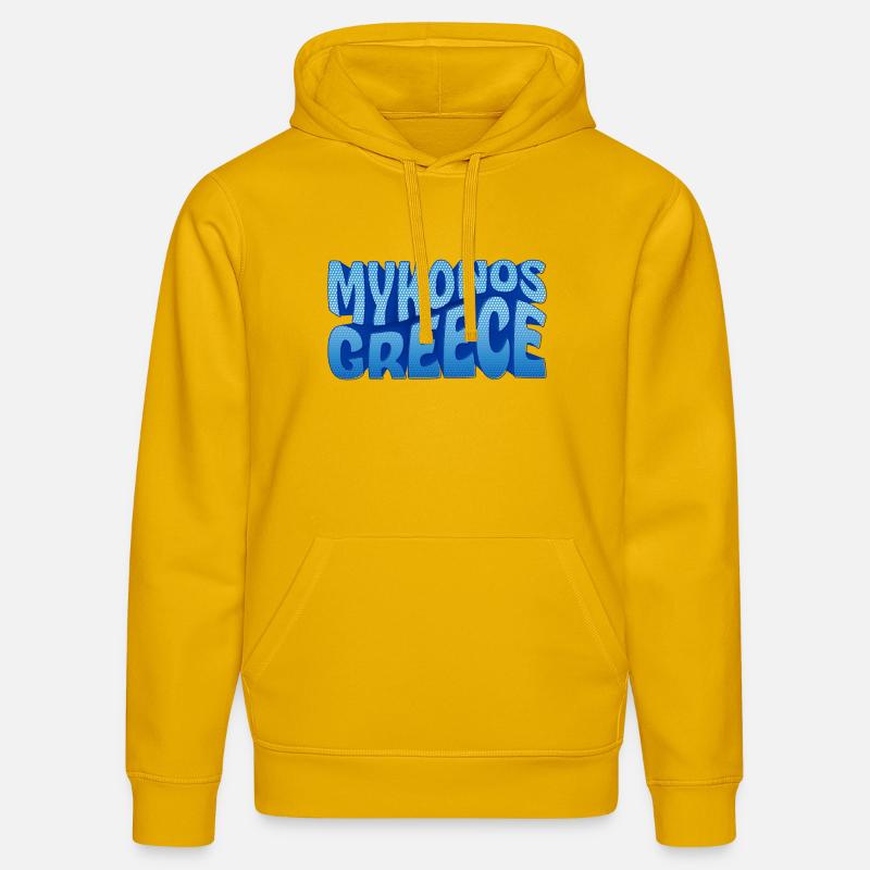 Mykonos Grèce Design à Points Bleus - Sweat à capuche bio DRUMMER Stanley/Stella Unisexe - jaune spectre
