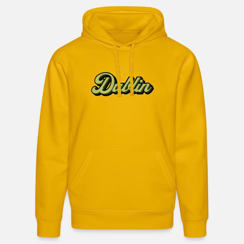 Dublin Retro Script in Lime - Sweat à capuche bio DRUMMER Stanley/Stella Unisexe - jaune spectre