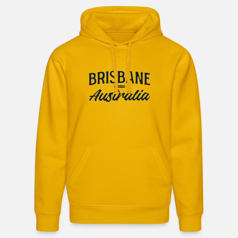 Brisbane Australie Script - Sweat à capuche bio DRUMMER Stanley/Stella Unisexe - jaune spectre