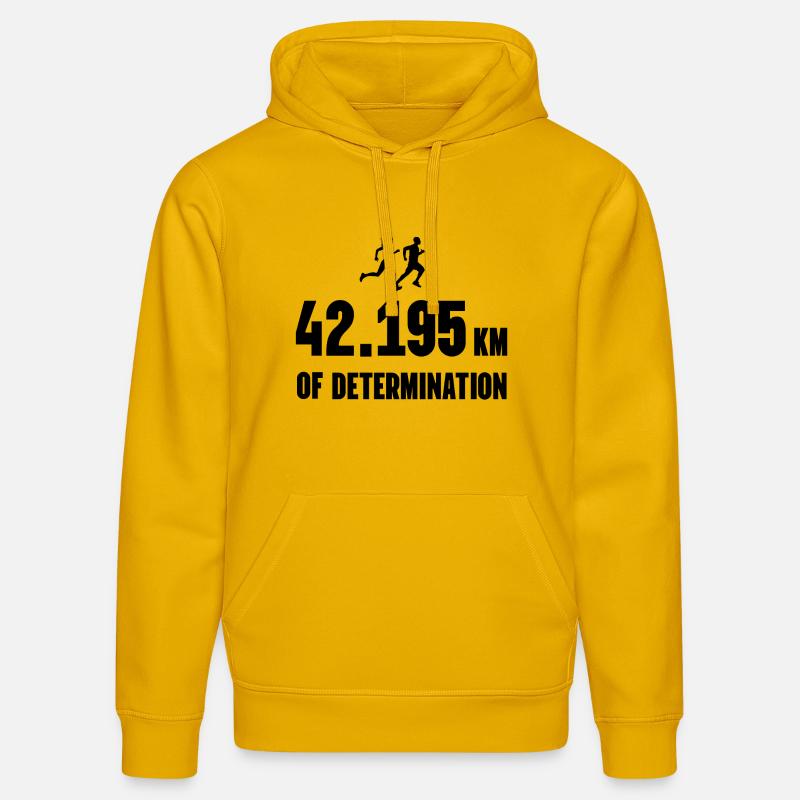 Marathon - 42 195 km de détermination - Sweat à capuche bio DRUMMER Stanley/Stella Unisexe - jaune spectre