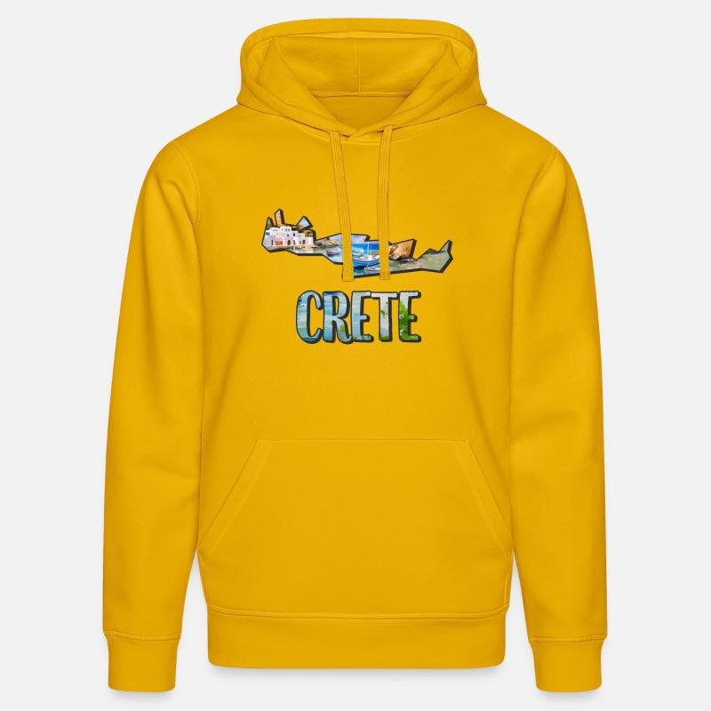Mapa akwareli Kreta - Ekologiczna bluza z kapturem typu unisex Stanley/Stella DRUMMER - żółty