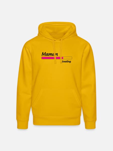 Mom loading... Please Wait - Mother-to-be - Stanley/Stella DRUMMER Unisex Organic Hoodie - spectra yellow