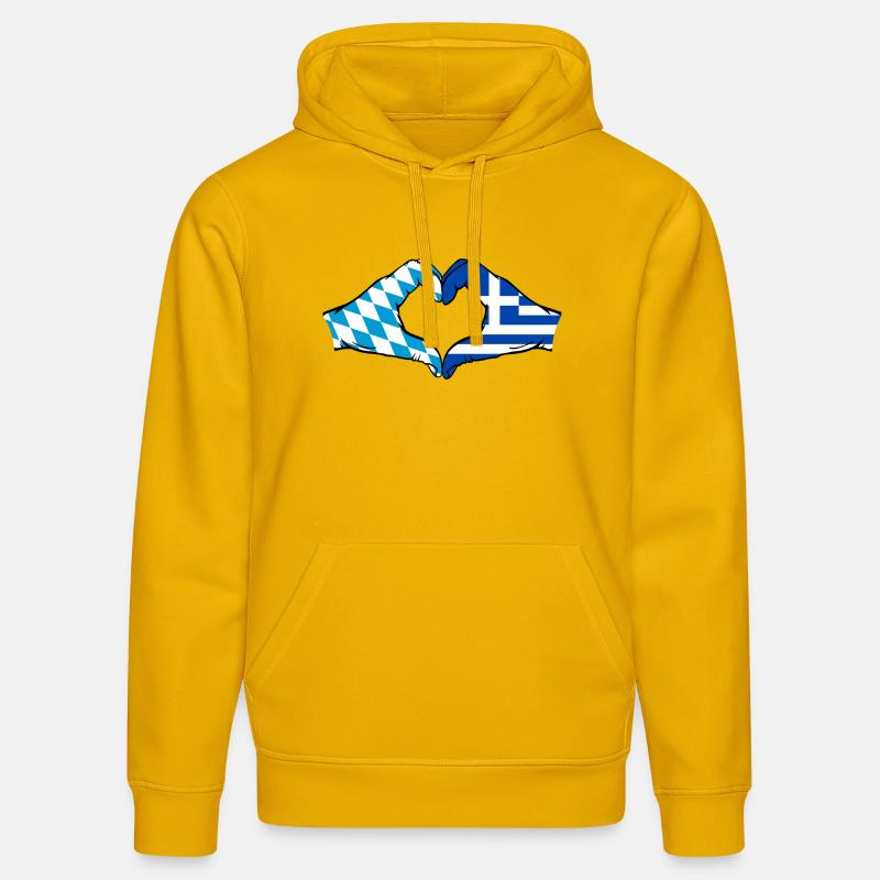 Bavière, Grèce, Drapeau, Aiguilles, Coeur - Sweat à capuche bio DRUMMER Stanley/Stella Unisexe - jaune spectre