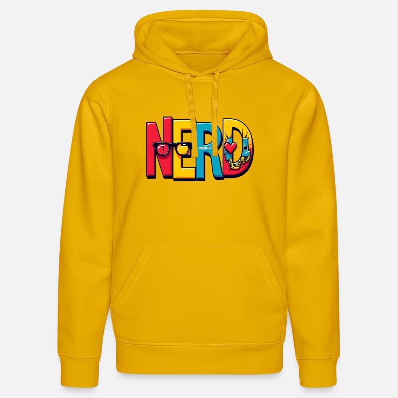 Nerd Chromatique Typographie 3D - Sweat à capuche bio DRUMMER Stanley/Stella Unisexe - jaune spectre