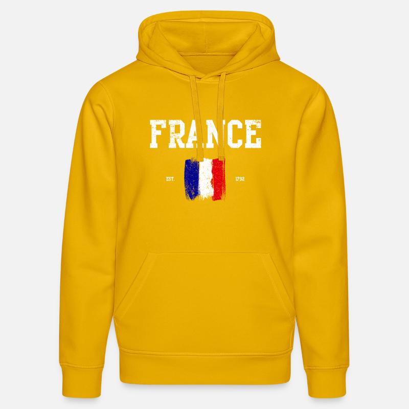 Drapeau français Traits de peinture Design - Sweat à capuche bio DRUMMER Stanley/Stella Unisexe - jaune spectre