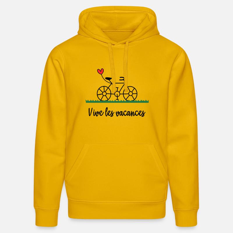 VACANCES. MAÎTRESSE. MERCI. MERCI MAÎTRESSE - Sweat à capuche bio DRUMMER Stanley/Stella Unisexe - jaune spectre