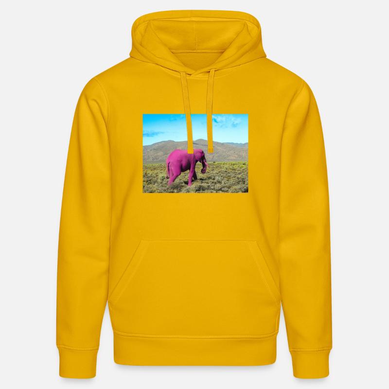 Éléphant rose dans la savane déserte - Sweat à capuche bio DRUMMER Stanley/Stella Unisexe - jaune spectre