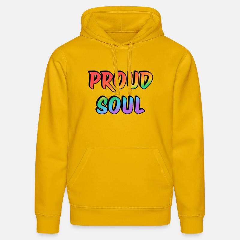Proud Soul Rainbow Typographie manuscrite - Sweat à capuche bio DRUMMER Stanley/Stella Unisexe - jaune spectre