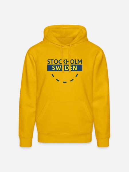 Stockholm Sweden Bold Text - Stanley/Stella DRUMMER Unisex Organic Hoodie - spectra yellow