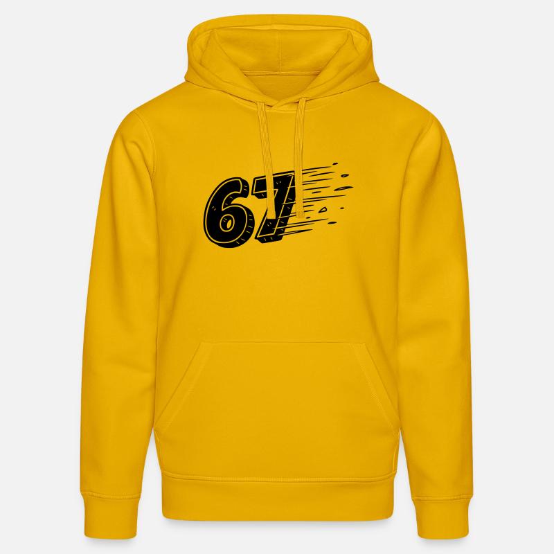67 Meme Speedlines – Numéro Fast Comic - Sweat à capuche bio DRUMMER Stanley/Stella Unisexe - jaune spectre