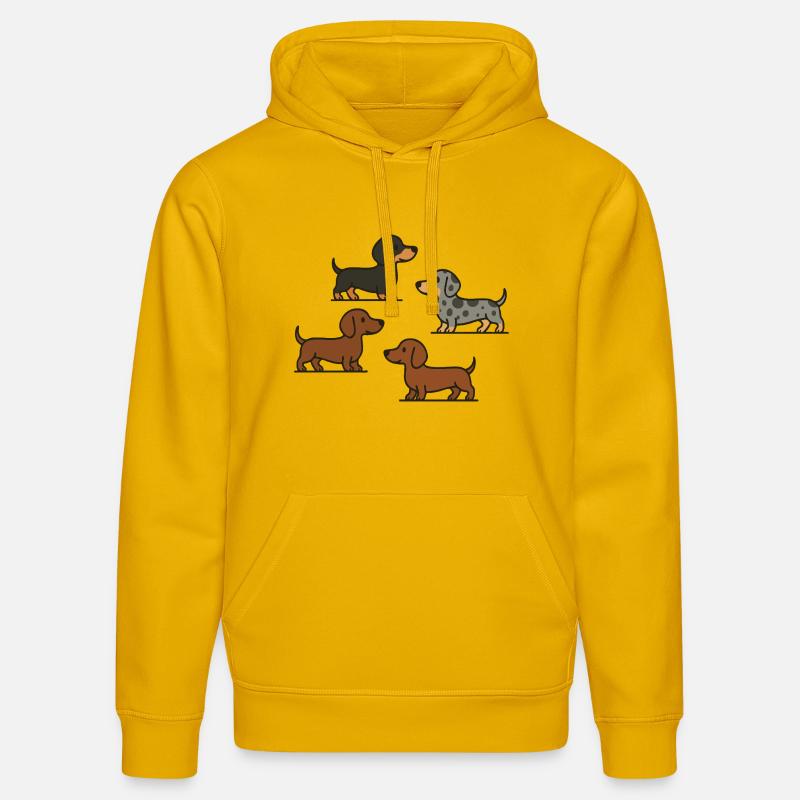Dachshund Quartett: Spotted & Solid - Stanley/Stella Unisex Bio-Hoodie DRUMMER  - Spektralgelb