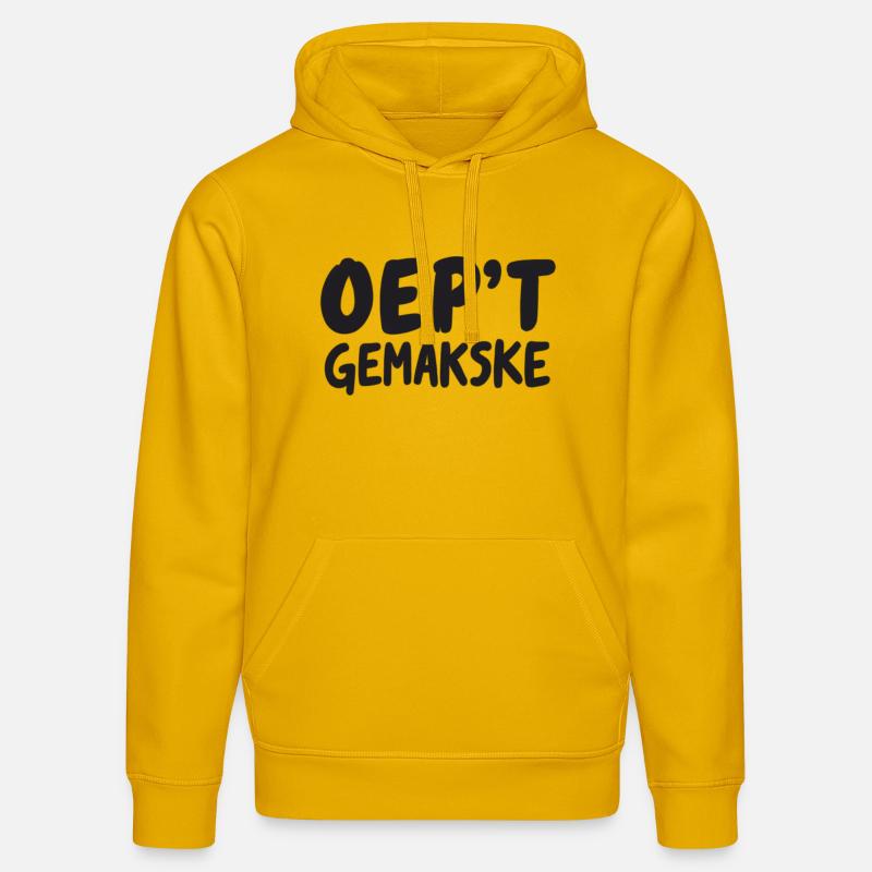 OEP’T GEMAKSKE. Chemises en dialecte anvers - Sweat à capuche bio DRUMMER Stanley/Stella Unisexe - jaune spectre