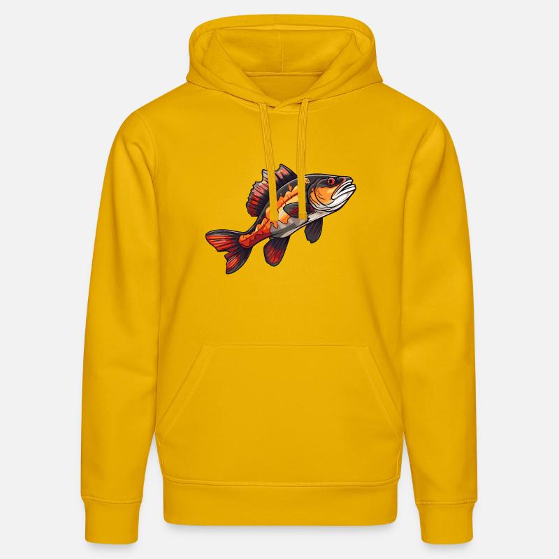 Poisson de dessins animés perches - Sweat à capuche bio DRUMMER Stanley/Stella Unisexe - jaune spectre