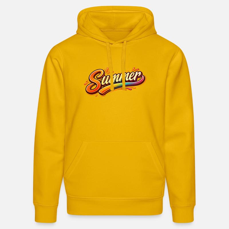 Illustration rétro en lettrage d’été - Sweat à capuche bio DRUMMER Stanley/Stella Unisexe - jaune spectre