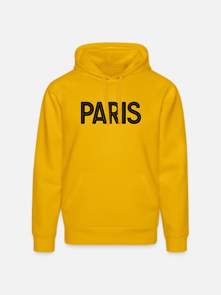 Paris Black Geometric Typography - Stanley/Stella DRUMMER Unisex Organic Hoodie - spectra yellow