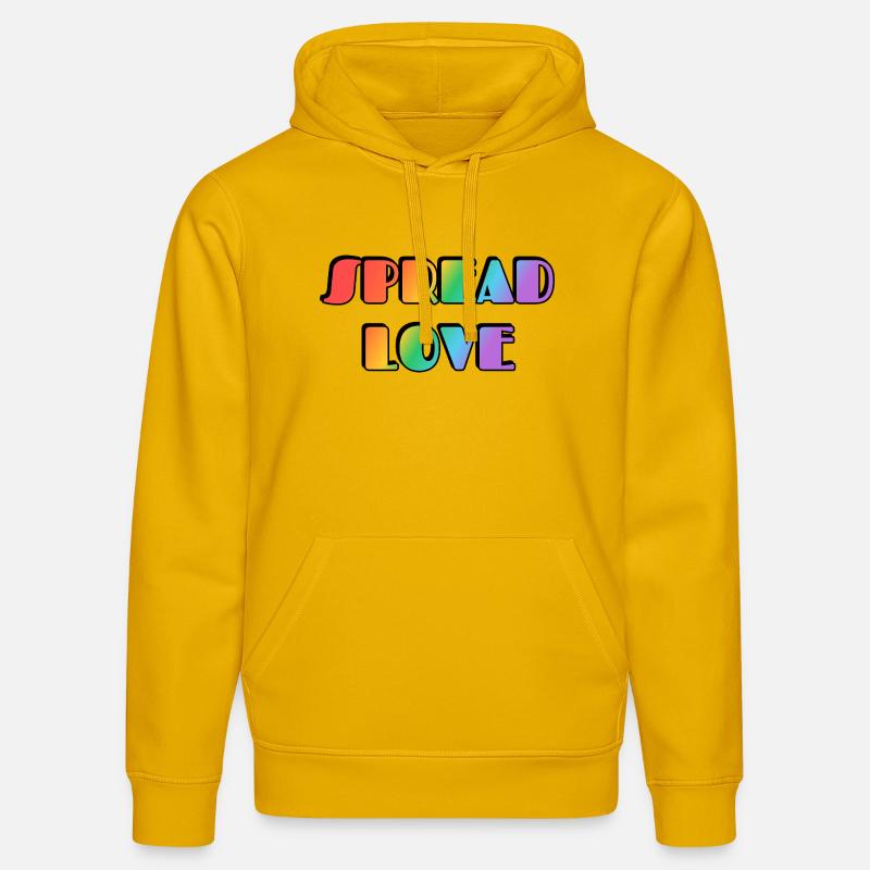 Typographie arc-en-ciel Spread Love - Sweat à capuche bio DRUMMER Stanley/Stella Unisexe - jaune spectre