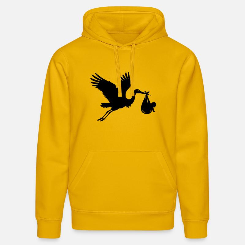 Cigogne avec bébé – Motif de cigogne - Sweat à capuche bio DRUMMER Stanley/Stella Unisexe - jaune spectre