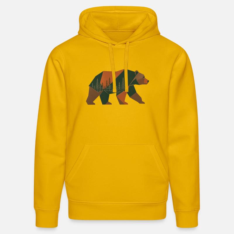 Ours de la forêt géométrique - Sweat à capuche bio DRUMMER Stanley/Stella Unisexe - jaune spectre