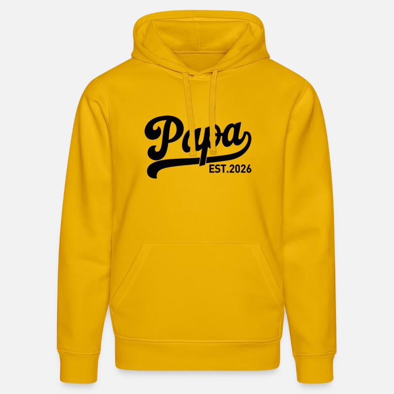 Papa EST 2026 Script Logo - Stanley/Stella Unisex Bio-Hoodie DRUMMER - Spektralgelb