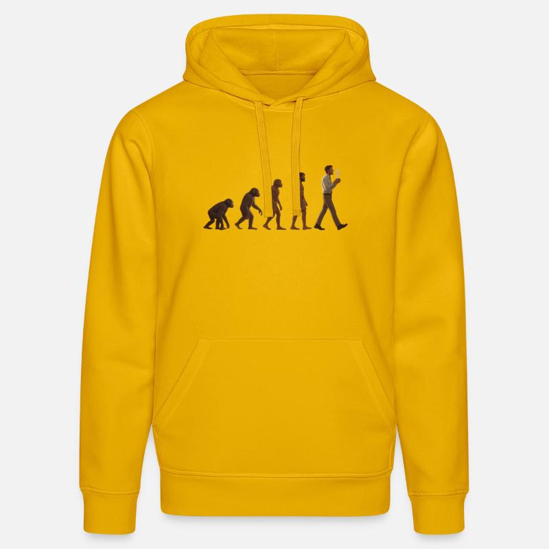 Evolutionsreise: Von Affe zu kaffeetrinkenden Mann - Stanley/Stella Unisex Bio-Hoodie DRUMMER  - Spektralgelb