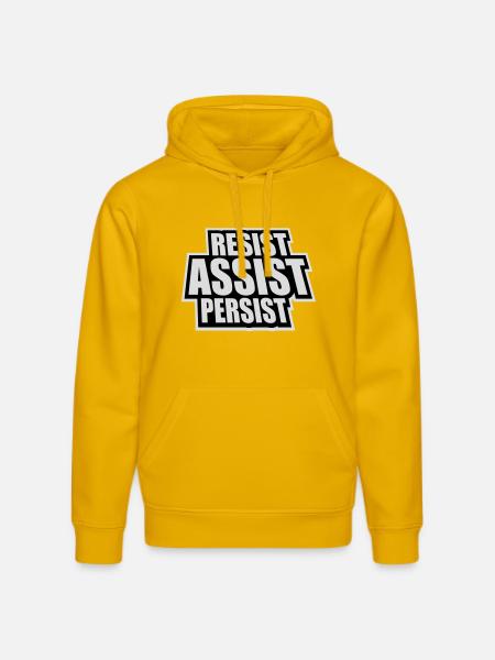 Resist Assist Persist Activism Motivation Logo - Stanley/Stella DRUMMER Unisex Organic Hoodie - spectra yellow