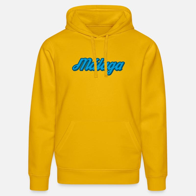 Malaga Coastal Script Bleu - Sweat à capuche bio DRUMMER Stanley/Stella Unisexe - jaune spectre