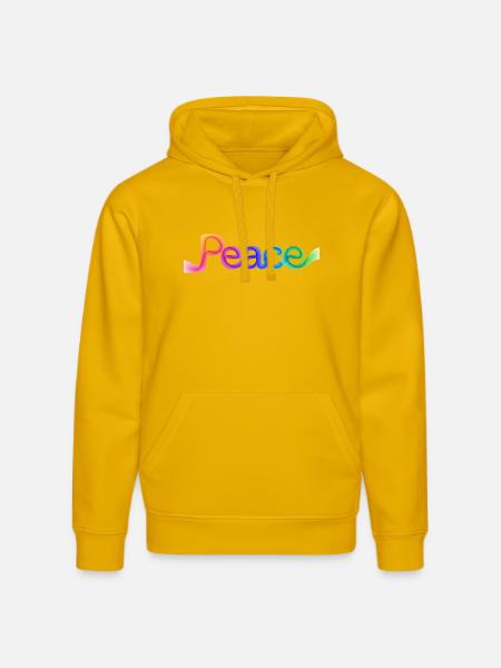 Farbige Peace-Schrift im Pfeildesign - Stanley/Stella Unisex Bio-Hoodie DRUMMER - Spektralgelb