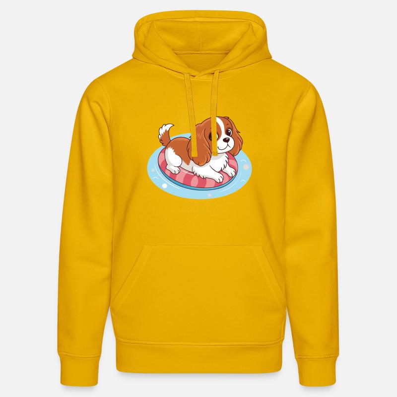 Chiot nageur sur bouée estivale - Sweat à capuche bio DRUMMER Stanley/Stella Unisexe - jaune spectre