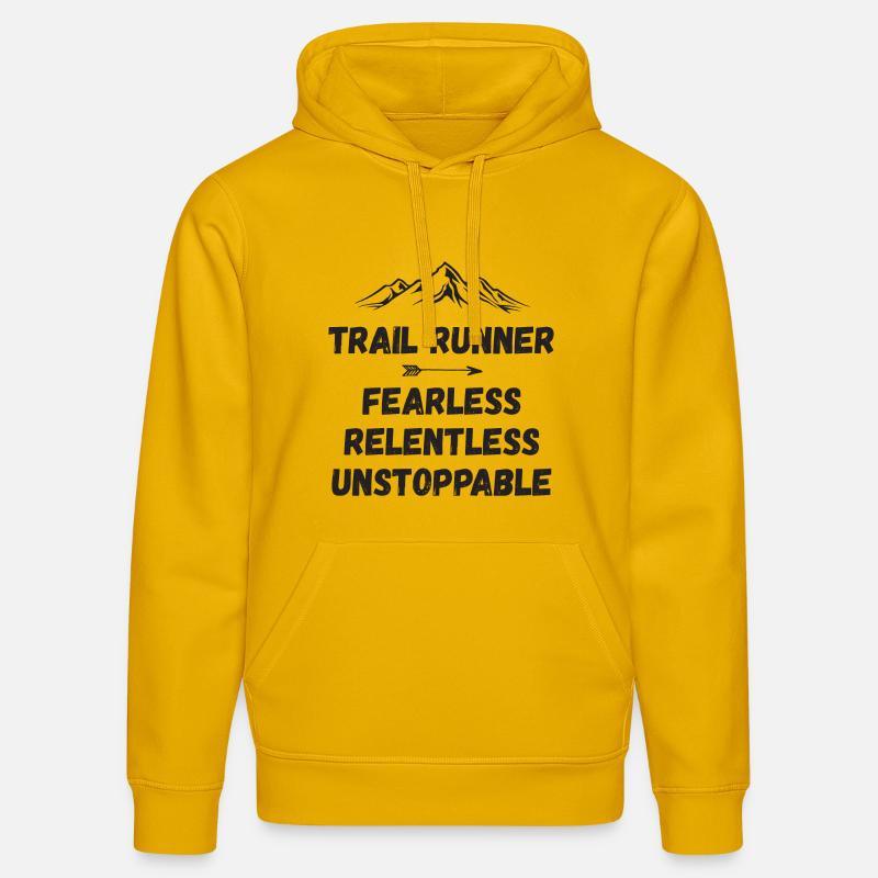 Coureur de trail - Intrépide. Implacable. Imparable. - Sweat à capuche bio DRUMMER Stanley/Stella Unisexe - jaune spectre