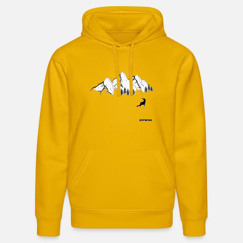 Cimes enneigées et grimpeur noir - Sweat à capuche bio DRUMMER Stanley/Stella Unisexe - jaune spectre