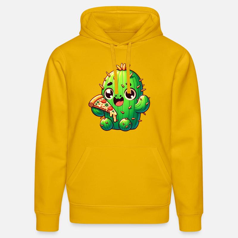 Cactus Kawaii mignon avec Pizza - Sweat à capuche bio DRUMMER Stanley/Stella Unisexe - jaune spectre