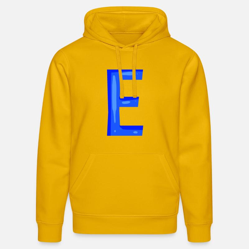 Lettre E initiale bleu - Sweat à capuche bio DRUMMER Stanley/Stella Unisexe - jaune spectre