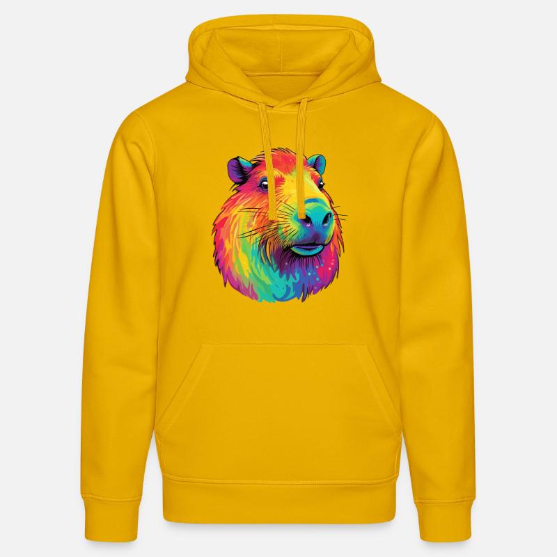 Capybara Low Rainbow Design - Sweat à capuche bio DRUMMER Stanley/Stella Unisexe - jaune spectre