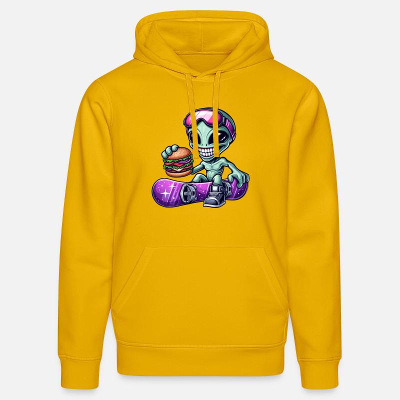 Alien Snowboarder Hamburger Restauration Rapide - Sweat à capuche bio DRUMMER Stanley/Stella Unisexe - jaune spectre