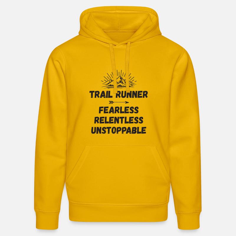 Trail Runner - Intrépide. Implacable. Imparable. - Sweat à capuche bio DRUMMER Stanley/Stella Unisexe - jaune spectre
