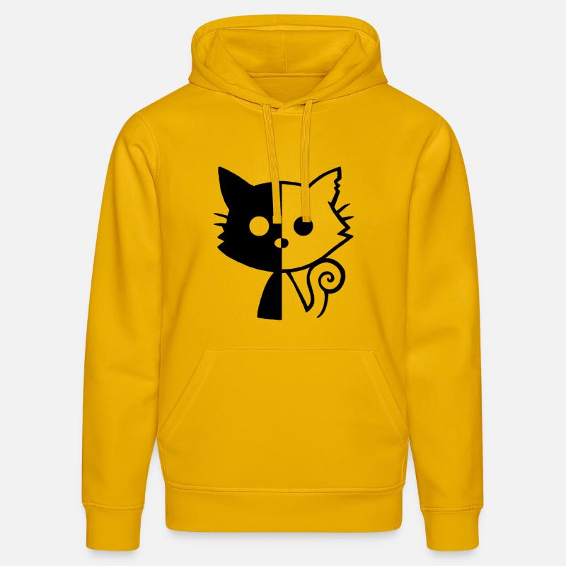 Chaton noir yin et yang - Sweat à capuche bio DRUMMER Stanley/Stella Unisexe - jaune spectre