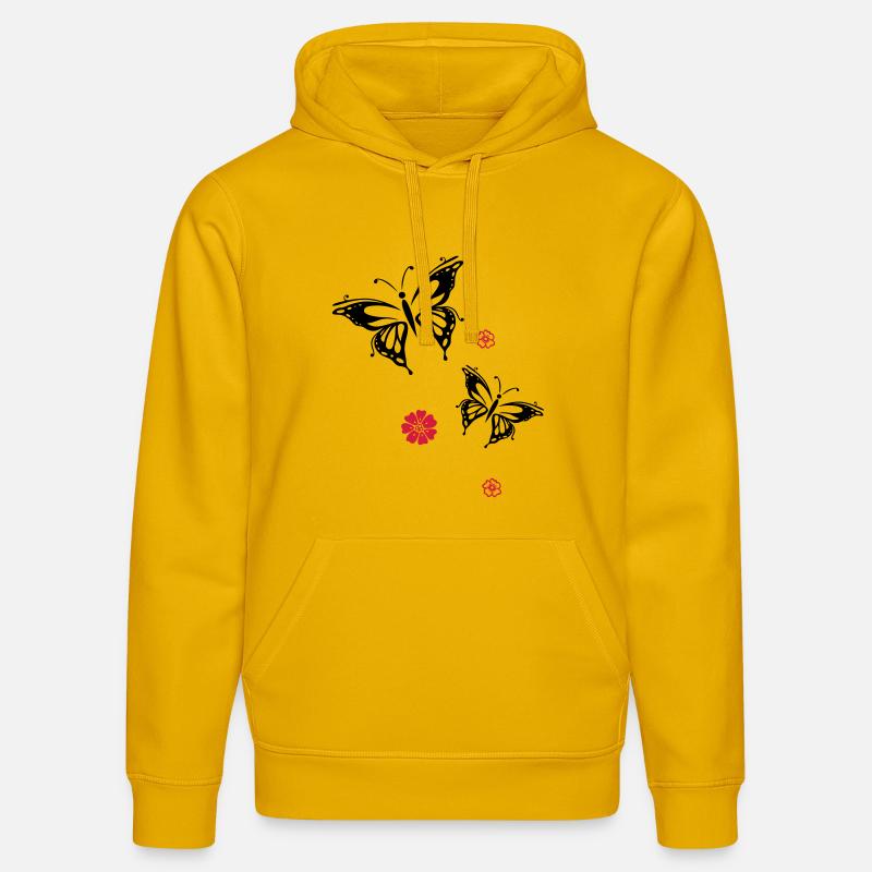 papillons fleurs fleurs insectes été - Sweat à capuche bio DRUMMER Stanley/Stella Unisexe - jaune spectre