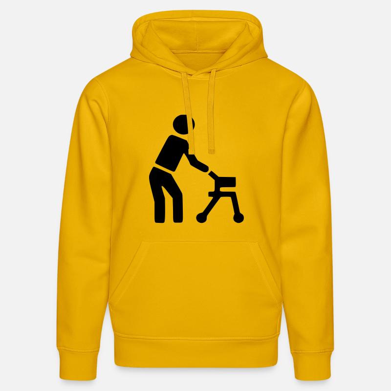 Personne handicapée derrière le déambulateur # - Sweat à capuche bio DRUMMER Stanley/Stella Unisexe - jaune spectre