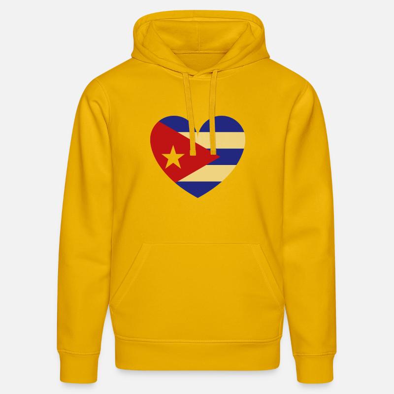 Drapeau du Cœur de Cuba - Sweat à capuche bio DRUMMER Stanley/Stella Unisexe - jaune spectre