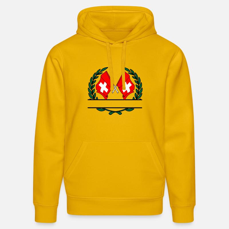 Drapeaux Suisse couronne de laurier bannière - Sweat à capuche bio DRUMMER Stanley/Stella Unisexe - jaune spectre