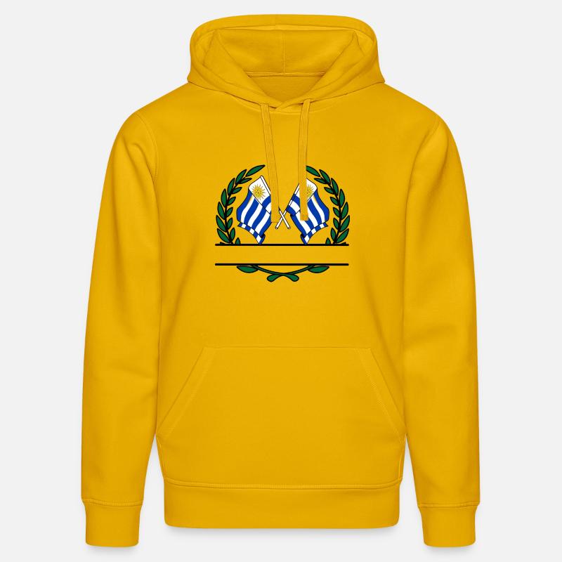 Drapeaux Uruguay couronne de laurier bannière - Sweat à capuche bio DRUMMER Stanley/Stella Unisexe - jaune spectre