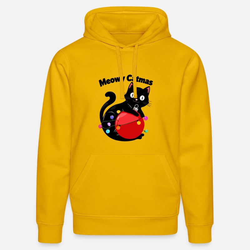 Meowy Catmas - Katze mit Weihnachtskugel - Stanley/Stella Unisex Bio-Hoodie DRUMMER - Spektralgelb