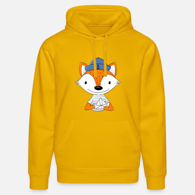 Renard marin avec bateau en papier - Sweat à capuche bio DRUMMER Stanley/Stella Unisexe - jaune spectre