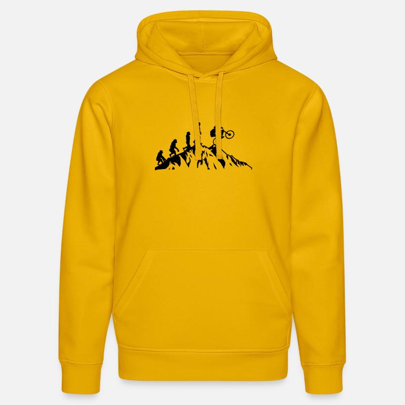 Évolution du VTT à vélo - Sweat à capuche bio DRUMMER Stanley/Stella Unisexe - jaune spectre
